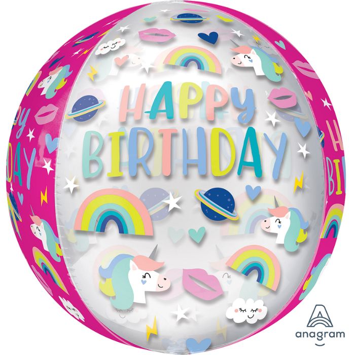 15 Inch Happy Birthday Unicorn Trendy Icons Orbz A41268