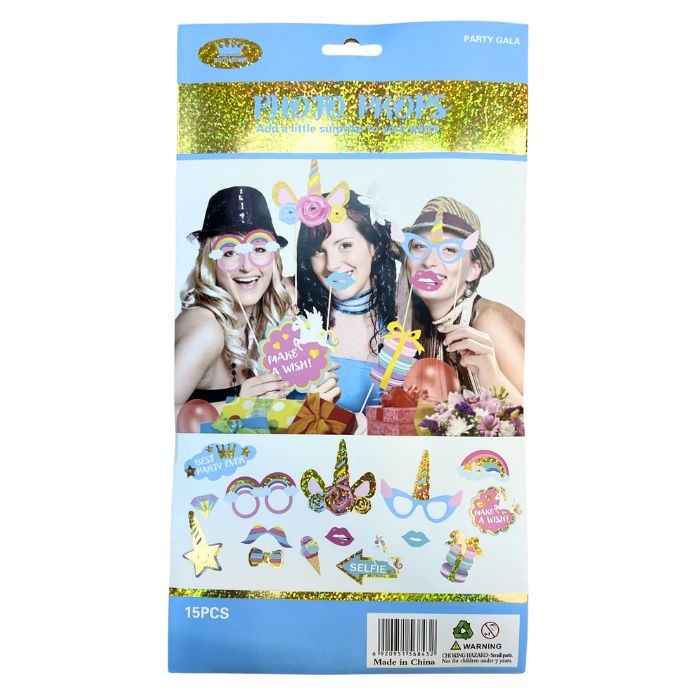 15pc Hotstamp Photo Booth Props Set (Unicorn)