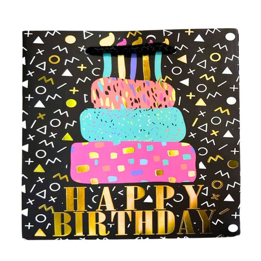 15cm x 14.5cm x 6cm Hotstamp Happy Birthday Paper Bag