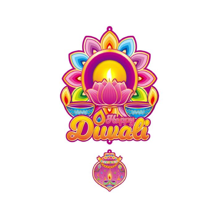 15x25cm Diwali Glitter Lotus Hanging Decoration 3118-20