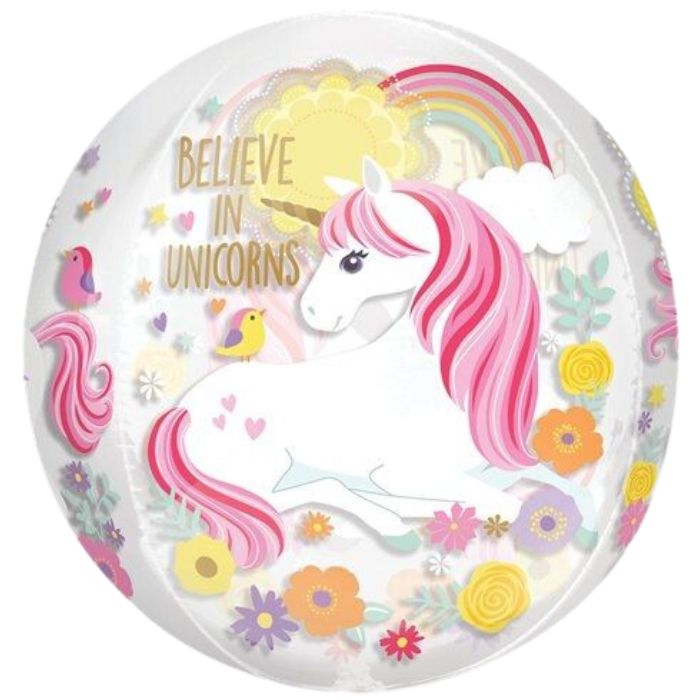 16 Inch Believe in Unicorn Orbz Foil Balloon A37276