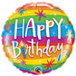 18 Inch Birthday Rainbow Stripes Round Foil Balloon Q49043
