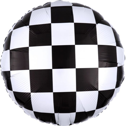 18 Inch Checkerboard Racing Round Foil Balloon A13955