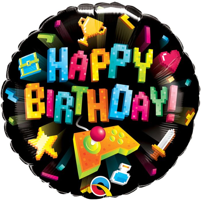 18 Inch Gaming Happy Birthday Round Foil Balloon Q26923