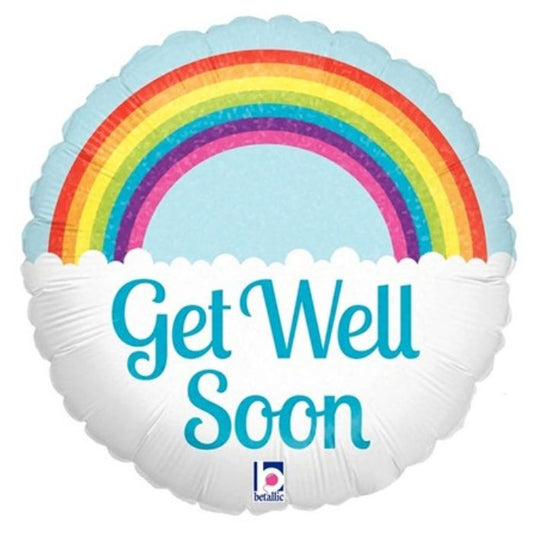 18 Inch Get Well Soon Rainbow Round Foil Balloon BL36153