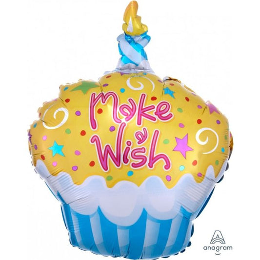 18 Inch Make a Wish Cupcake Foil Balloon A12684