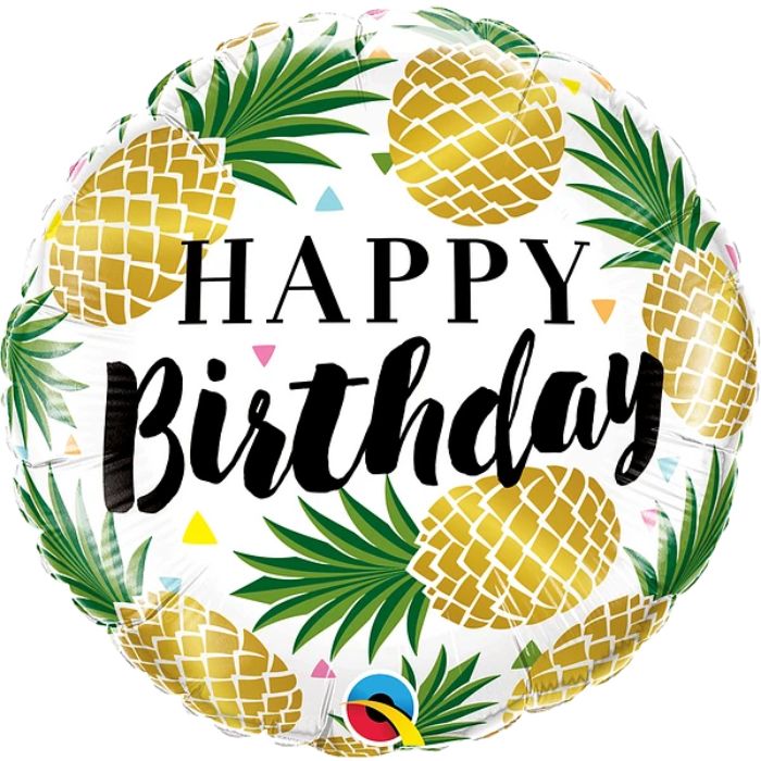 18 Inch Birthday Golden Pineapple Round Foil Balloon Q57277