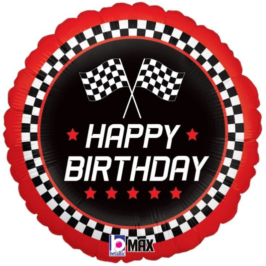 18 Inch Checkered Flag Race Car Birthday Foil Balloon BL26121P