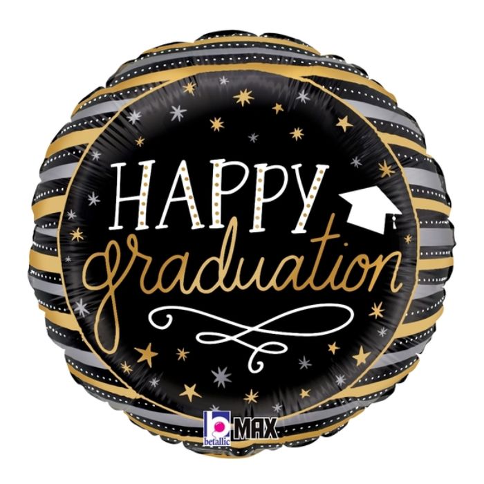 18 Inch Graduation Stripes Round Foil Balloon BL26350P