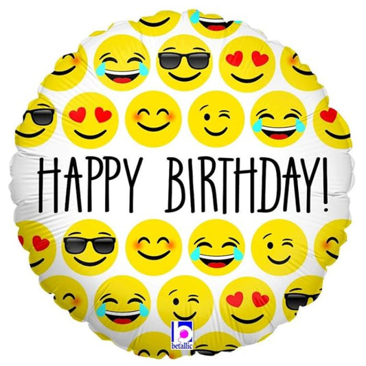 18 Inch Birthday Smiley Emoji Emoticon Foil Balloon BL36275