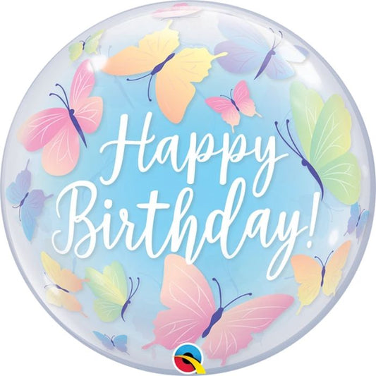 22 Inch Birthday Soft Butterflies Bubbles Balloon Q13086