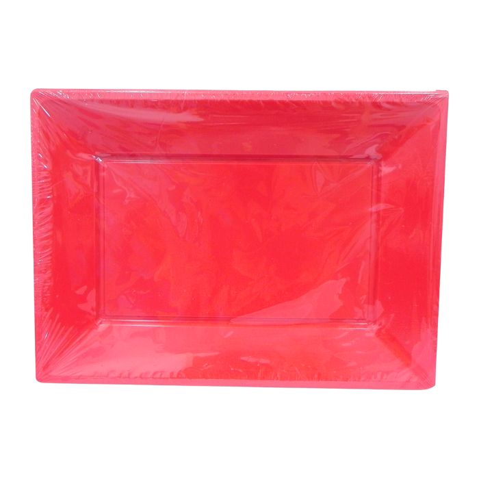 33x23cm Rectangle Plastic Plates (3pc)