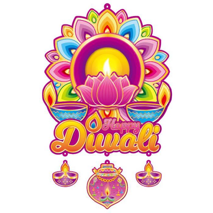 35x52cm Diwali Glitter Lotus Hanging Decoration 3118-40