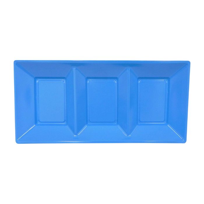 3 Compartment Rectangle Plastic Plates (3pc)