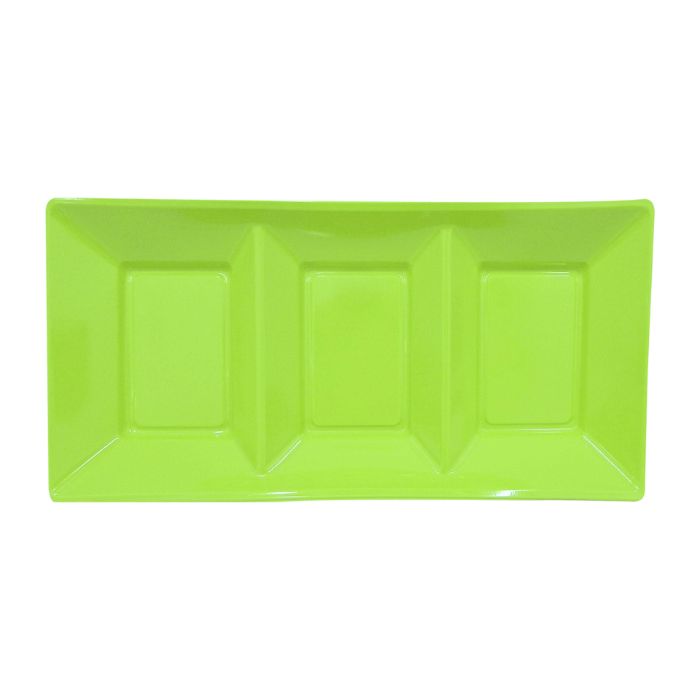 3 Compartment Rectangle Plastic Plates (3pc)