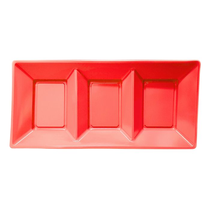 3 Compartment Rectangle Plastic Plates (3pc)