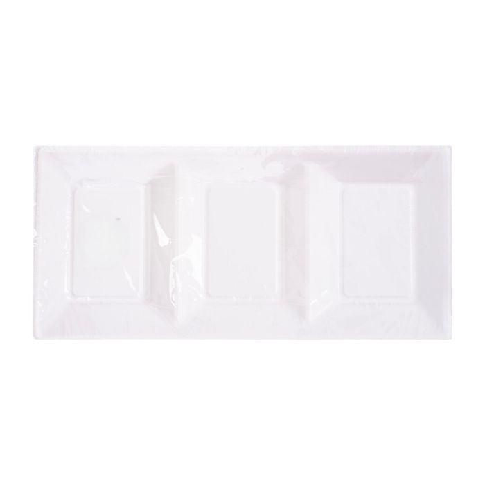 3 Compartment Rectangle Plastic Plates (3pc)