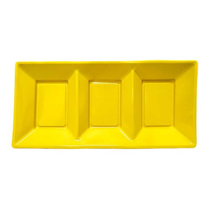 3 Compartment Rectangle Plastic Plates (3pc)