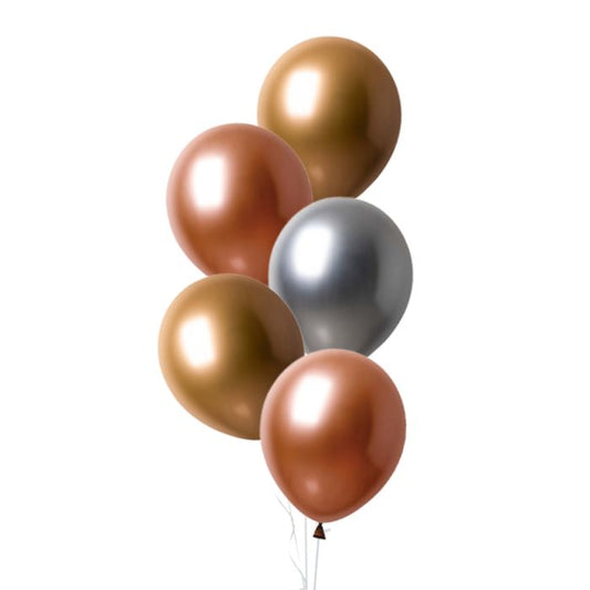 5 Pc Chrome Color Theme Helium Latex Balloon Bouquet