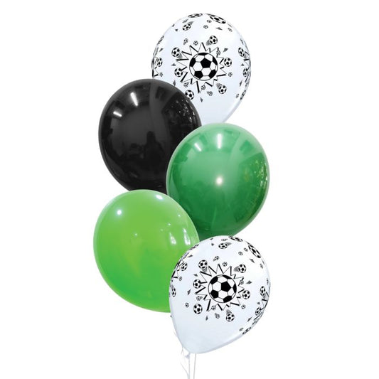 5 Pc Soccer Football Theme Helium Latex Balloon Bouquet
