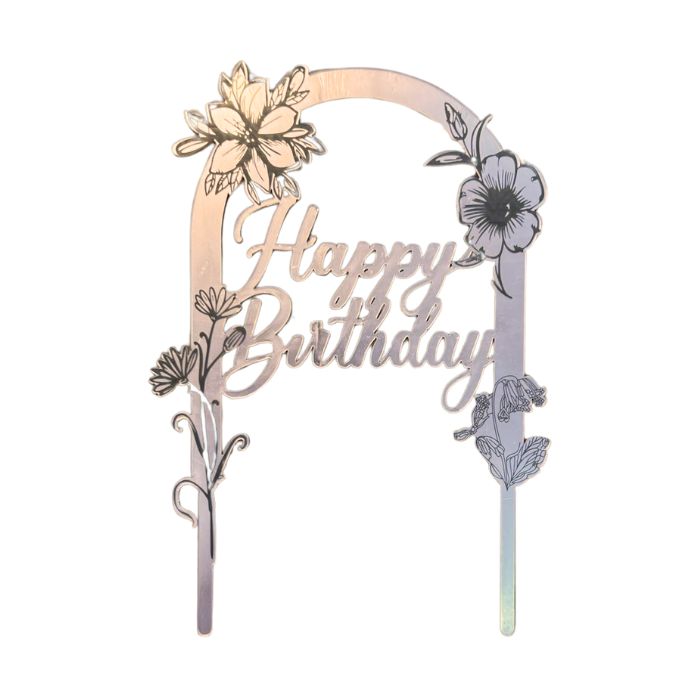 Acrylic Cake Topper (Floral Birthday Arch)