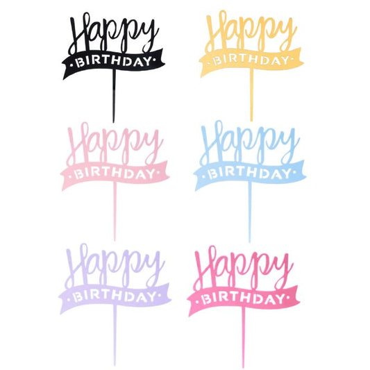 Acrylic Happy Birthday Banner Cake Topper