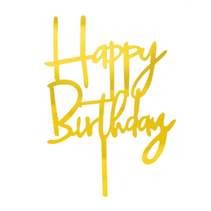 Acrylic Happy Birthday Cake Topper (cursive)