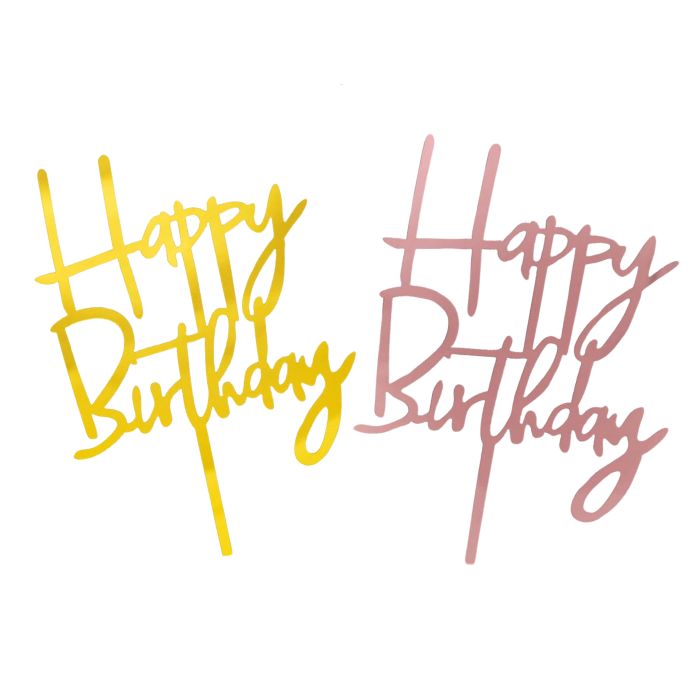 Acrylic Happy Birthday Cake Topper (cursive)