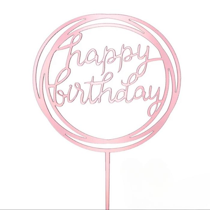 Acrylic Round Happy Birthday Cake Topper