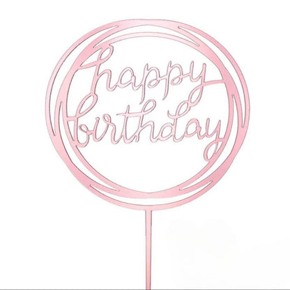 Acrylic Round Happy Birthday Cake Topper