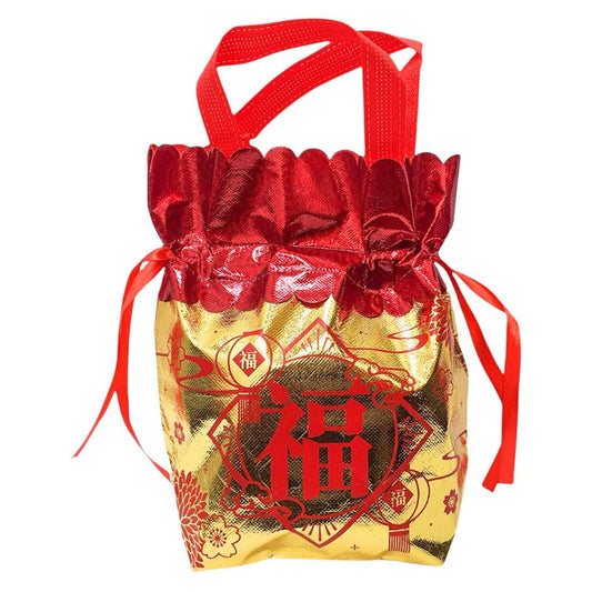 CNY 24x26x10cm Metallic Cloth Drawstring Bag