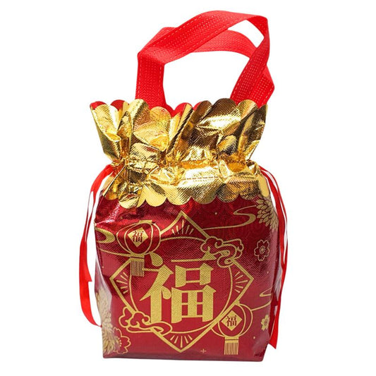 CNY 24x26x10cm Metallic Cloth Drawstring Bag