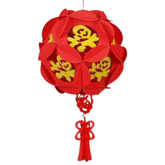 CNY 20cm Non-woven Ball Hanging Decoration (Golden Fu)