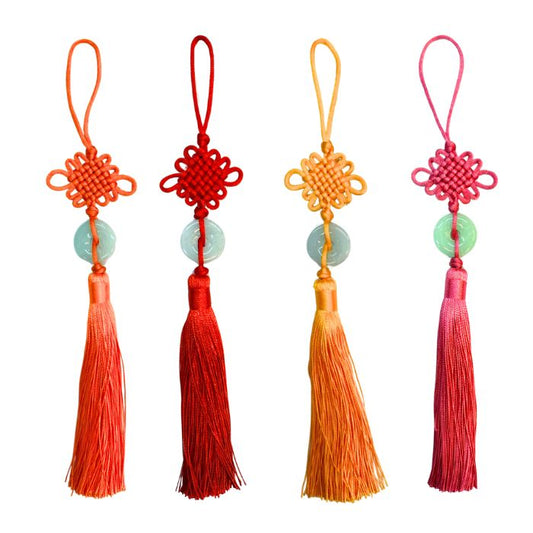 CNY 5x25cm Jade Chinese Knot with Tassel (Assorted)