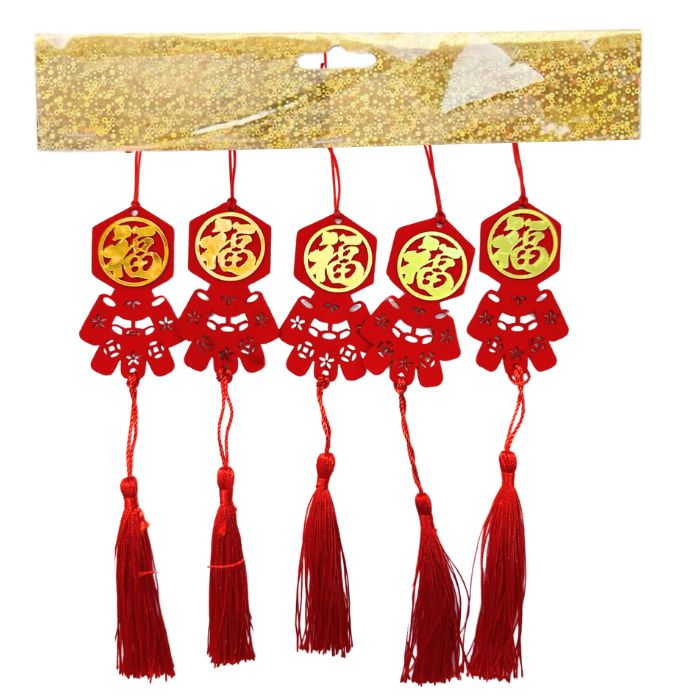 CNY Non-woven Acrylic Mini Hanging Decoration 6pcs