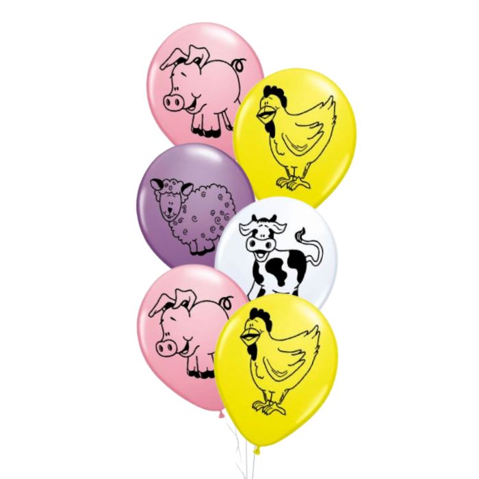 5 Pc Farm Theme Helium Latex Balloon Bouquet
