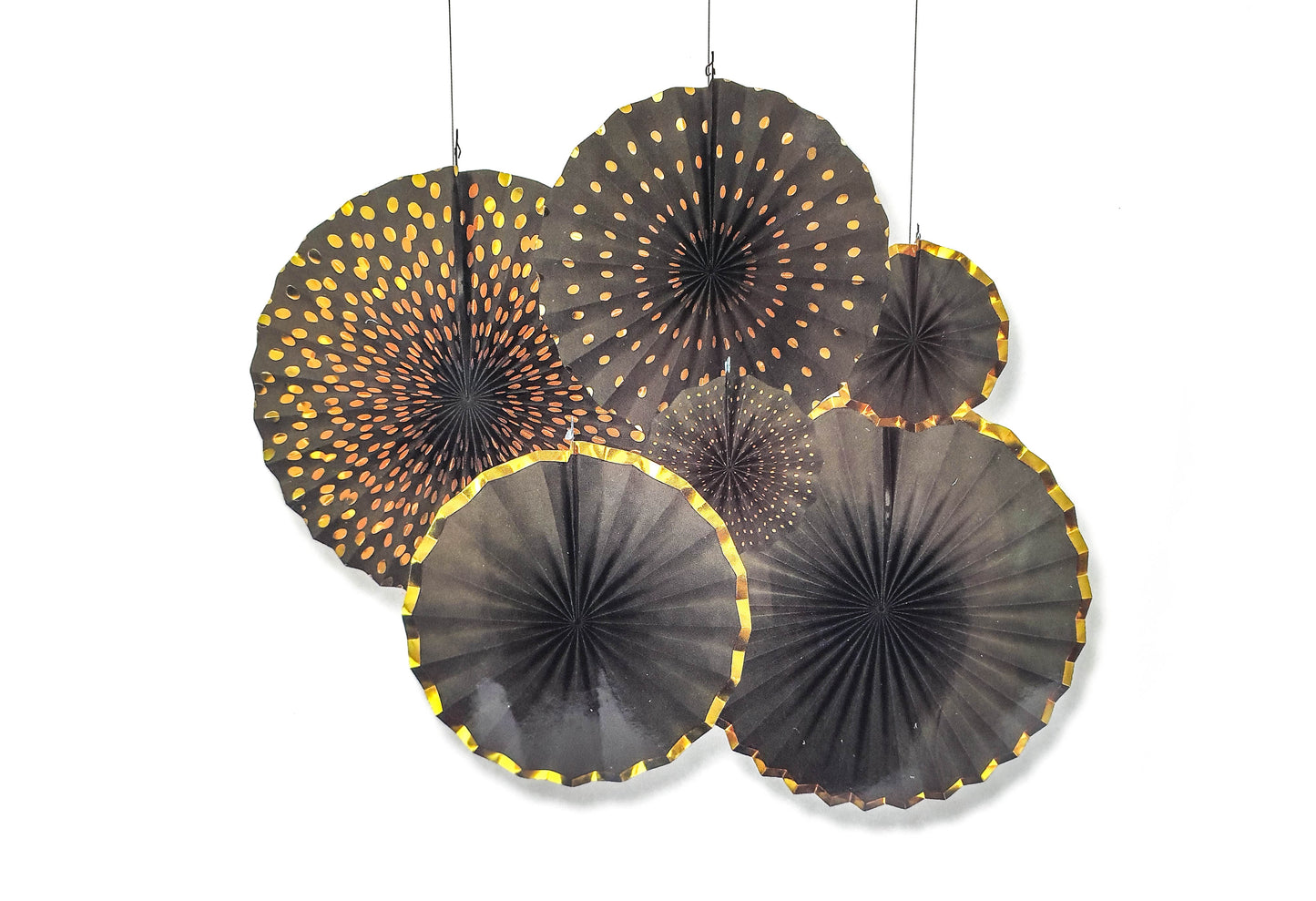 6pc Shiny Edge Paper Fan Set