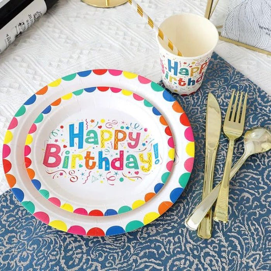 Colorful Confetti Happy Birthday Theme Tableware