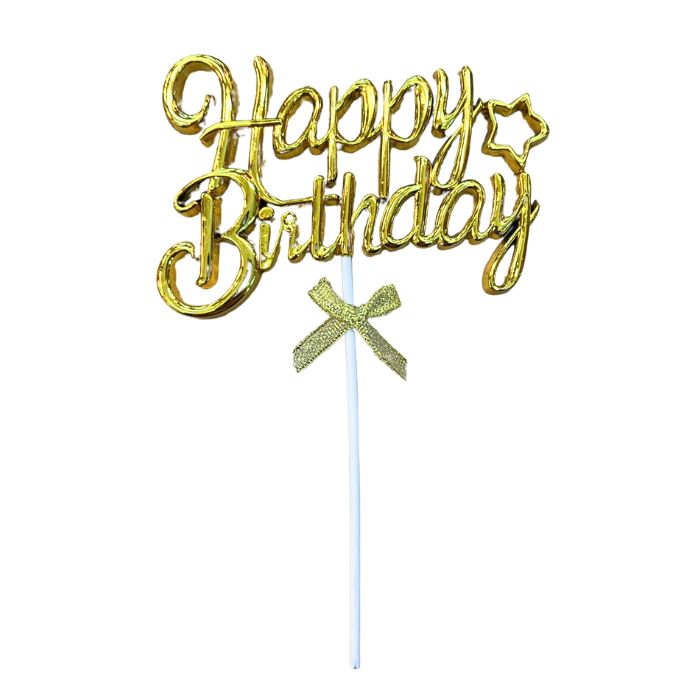 Shiny Metallic Happy Birthdayr Cake Topper