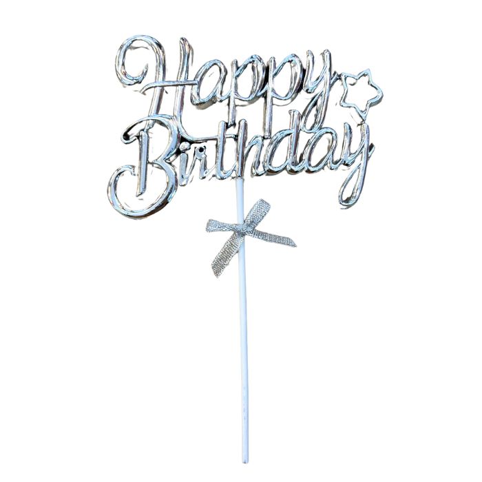 Shiny Metallic Happy Birthdayr Cake Topper