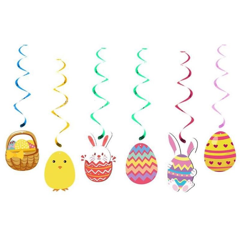 Easter Shiny Spiral Hanging Decoration (6pcs)