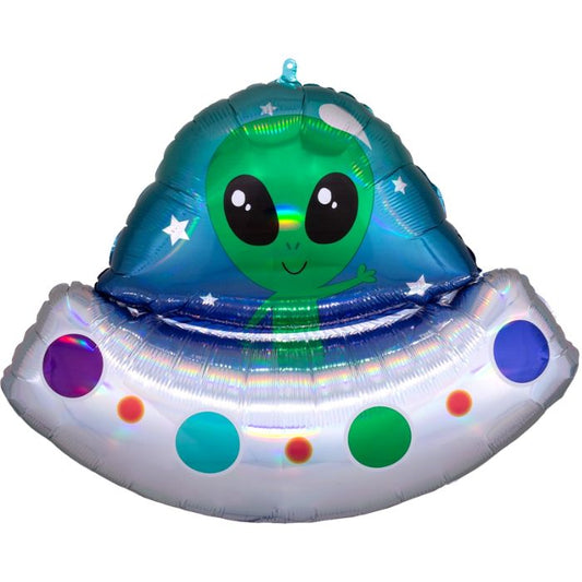 30 Inch Iridescent Alien Space Ship Foil Balloon A41195