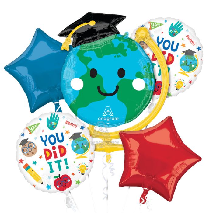 Graduation Fun Globe 5pc Bouquet A45499