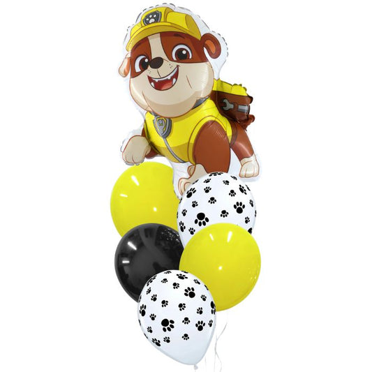 Paw Patrol Rubble Theme Helium Balloon Bouquet