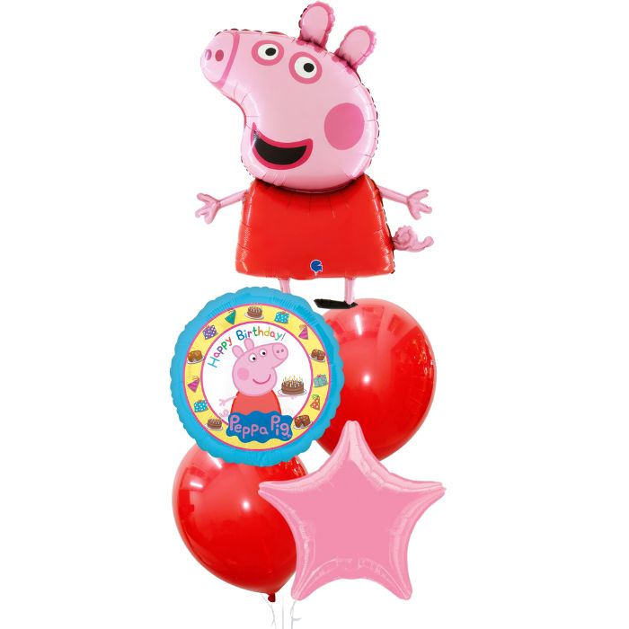 Peppa Pig Theme Helium Balloon Bouquet