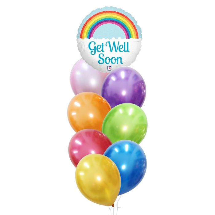 Rainbow Get Well Soon Theme Helium Balloon Bouquet