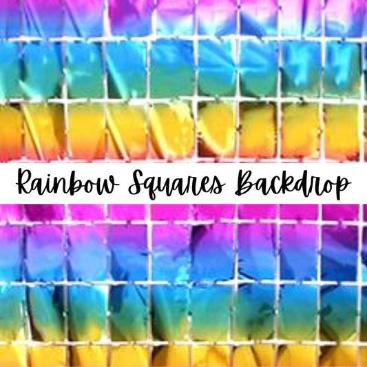 Rainbow Squares Tinsel Party Backdrop