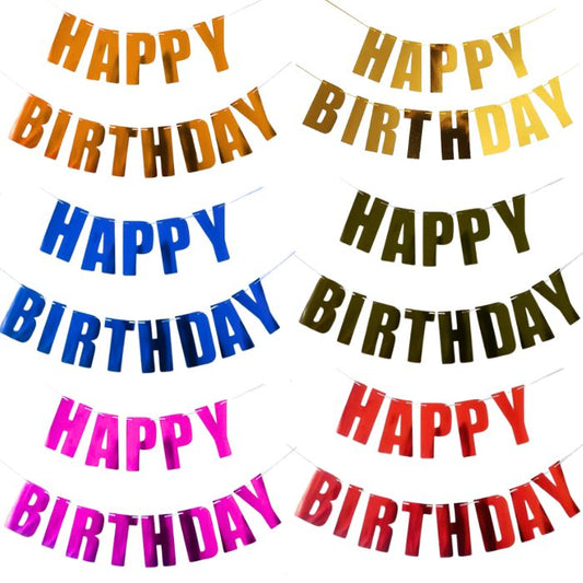 Shiny Metallic Happy Birthday Banner (Assorted)