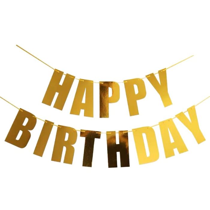 Shiny Metallic Happy Birthday Banner (Assorted)