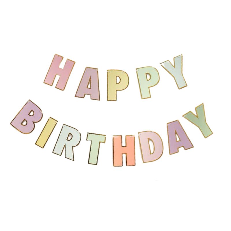 Gold Pastel Happy Birthday Banner – cgsparty